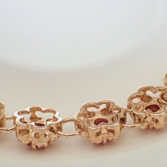 Elegant Genuine Ruby & Diamond Flower Bracelet - Picture 5 of 9